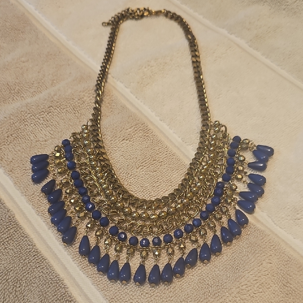 Gold and Blue Statement Necklace